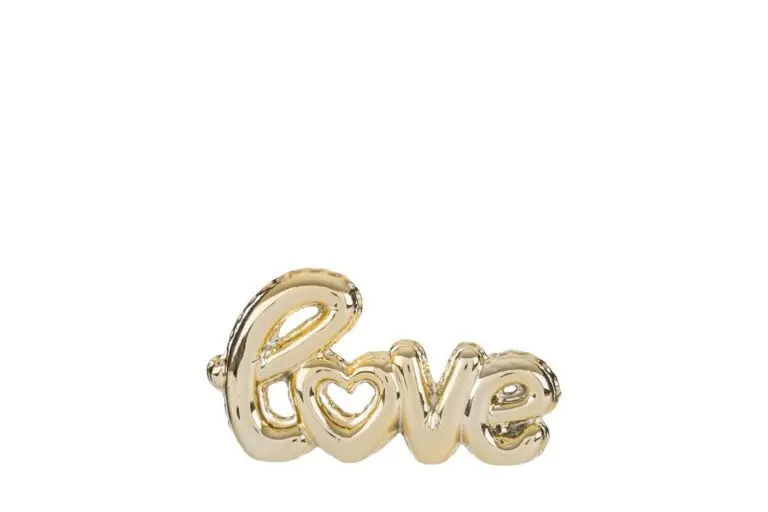 Bomboniera scritta love in porcellana colore oro piccola | Rohome