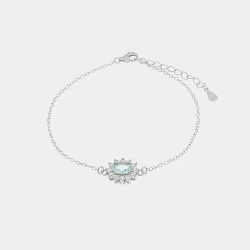 Bracciale in argento con zircone grande azzurro | Rohome