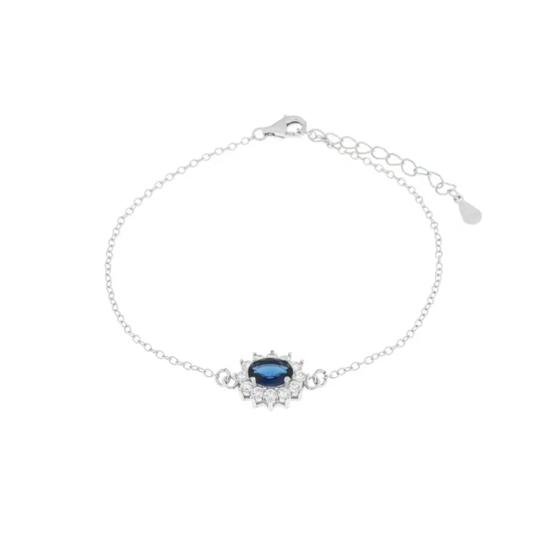 Bracciale in argento con zircone grande blu | Rohome