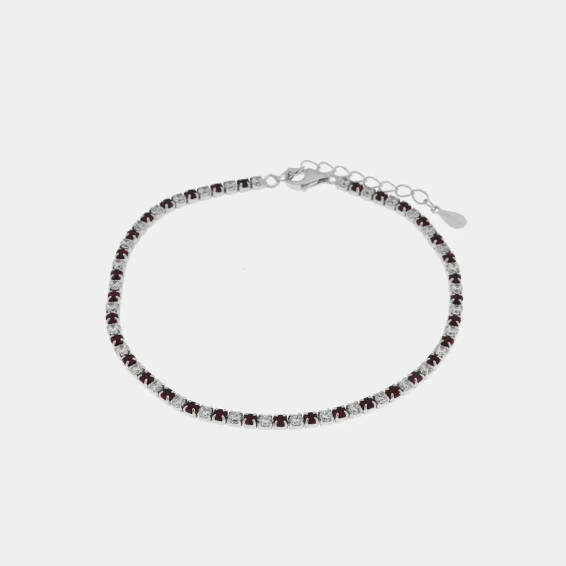 Bracciale in argento con zirconi bianchi e rossi | Rohome