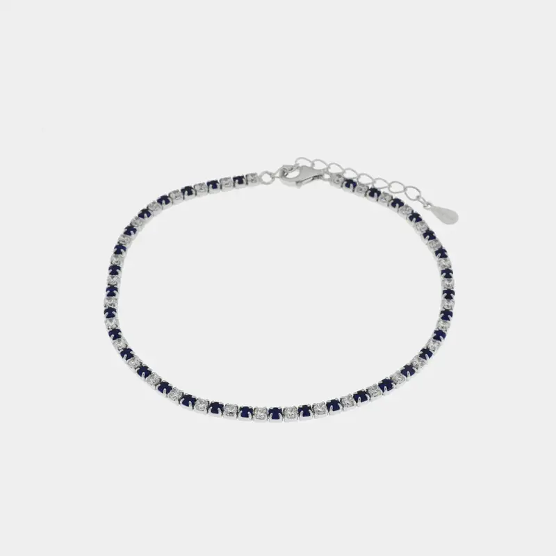 Bracciale in argento con zirconi trasparenti e blu | Rohome
