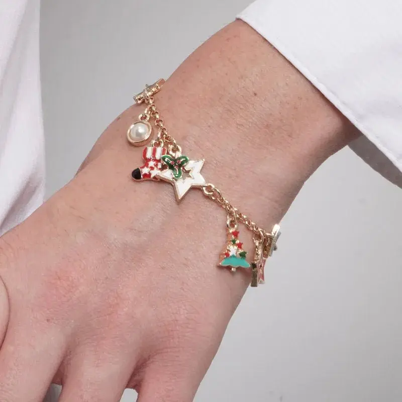 Bracciale in Metallo con albero di natale, stelle e calza | Rohome