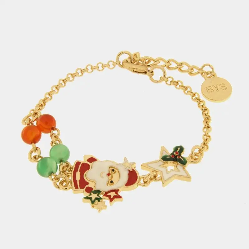 Bracciale in Metallo con babbo natale e perle | Rohome