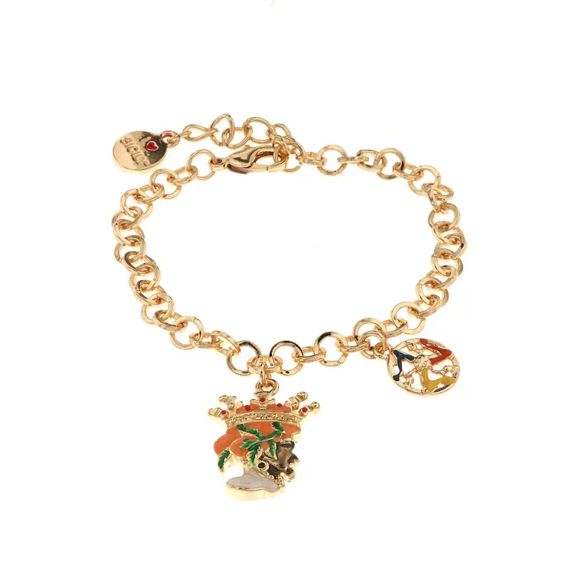 Bracciale in Metallo con pendente testa di moro arancione | Rohome