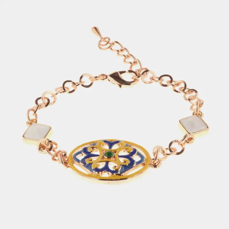 Bracciale in Metallo maiolica blu e gialla | Rohome