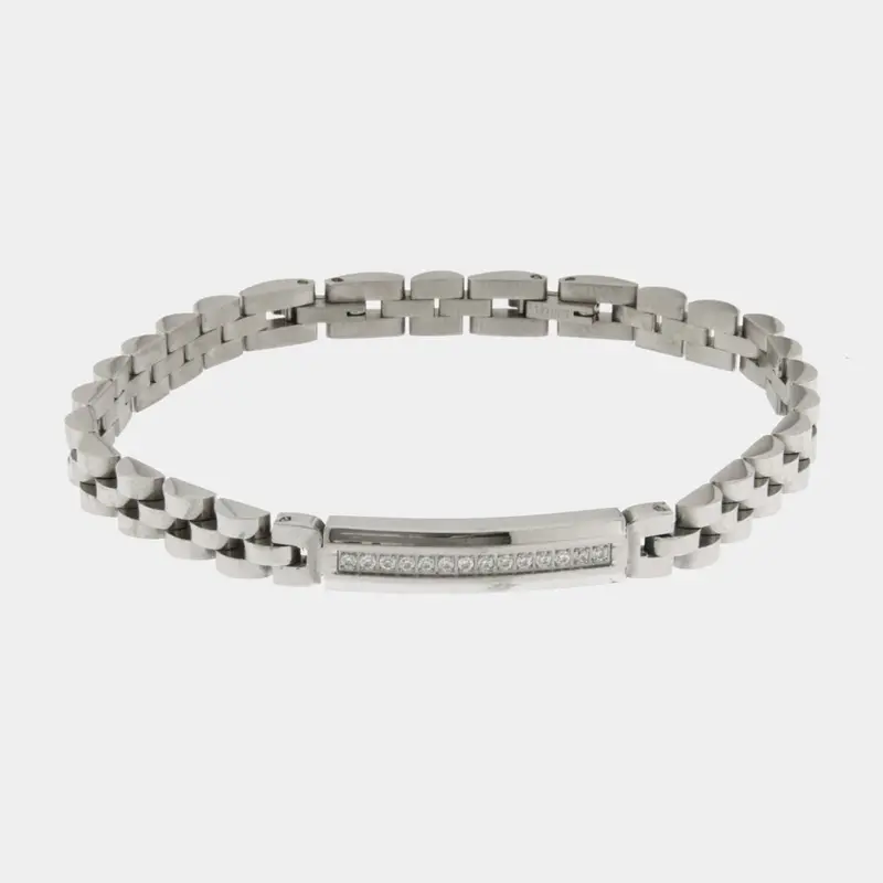 Bracciale Uomo in acciaio con fascia e cristalli | Rohome