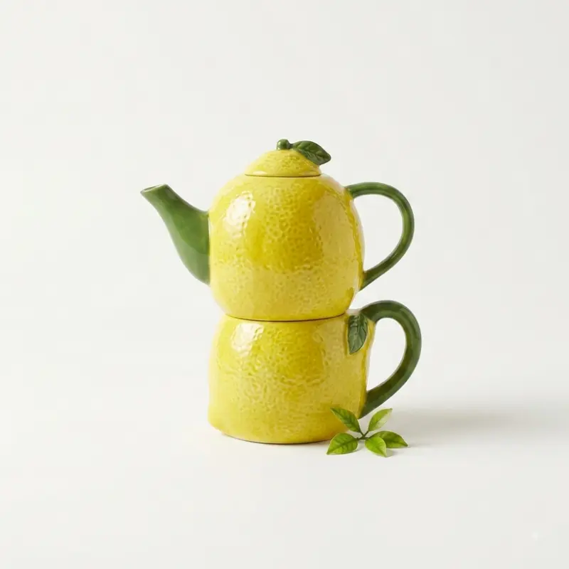 Brandani Teiera con Tazza Limone in Dolomite 350/300 ml