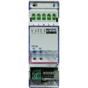 BTicino F411U2 Attuatore DIN 2 Relè 10A con Zero Crossing per Automazione MyHome