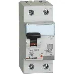 BTICINO GC8813AC16 INTERRUT. MAGNETOT, DIFFER. AC 1P+N 16A 4,5KA 30MA