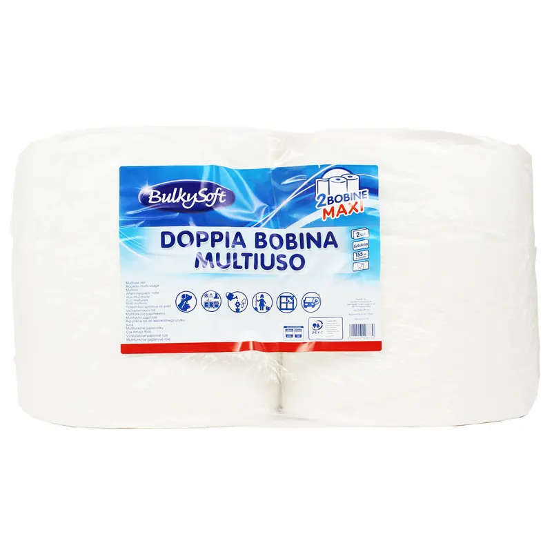 BULKYSOFT DOPPIA BOBINA MULTIUSO 2 VELI 2 ROTOLI DA 800 STRAPPI