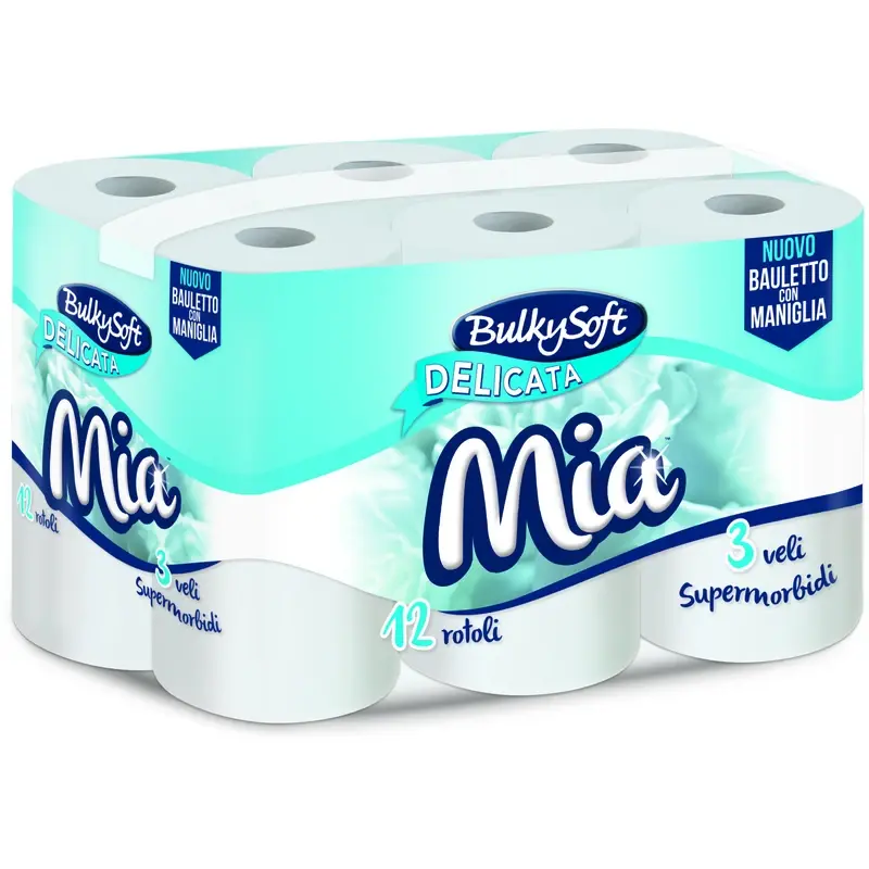 BULKYSOFT IGIENICA MIA DELICATA 12 ROTOLI 3 VELI 175 STRAPPI A ROTOLO