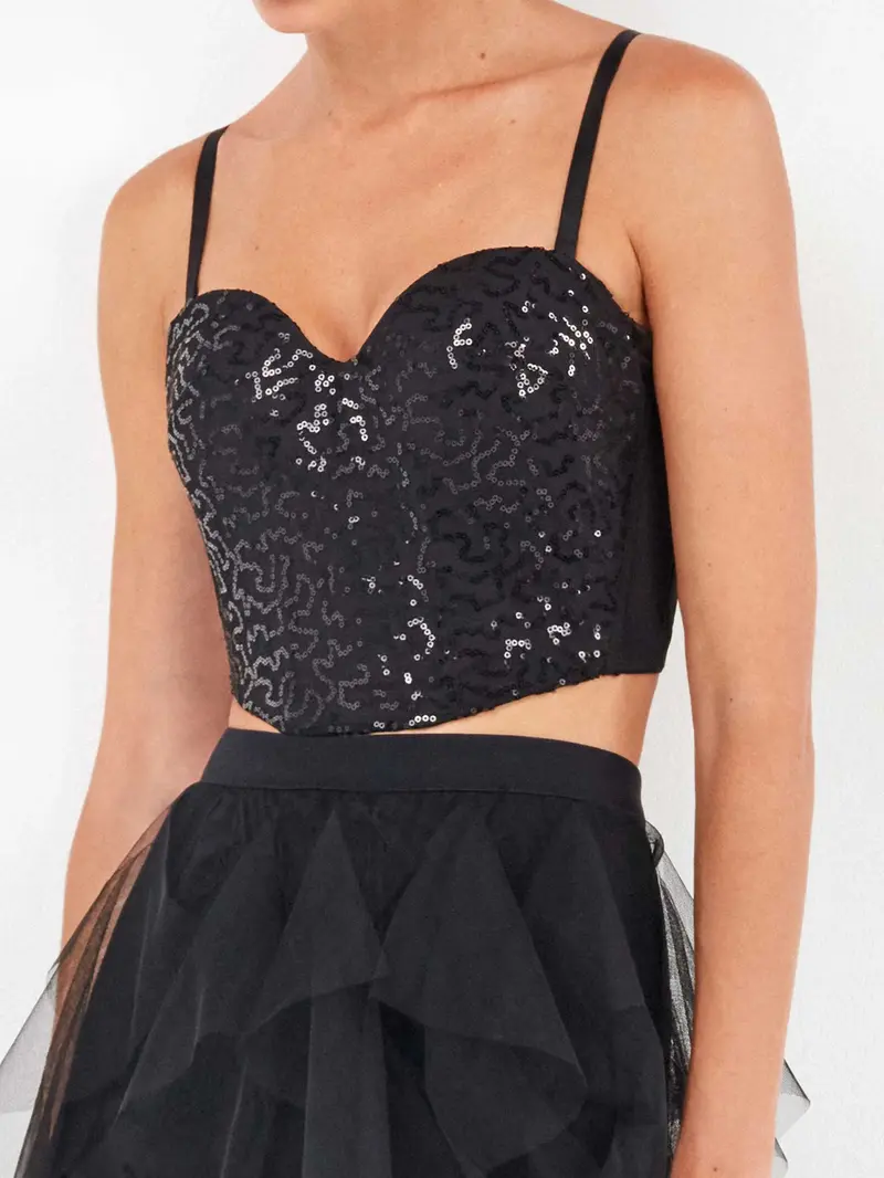 Bustier con Paillettes Nere Gisela