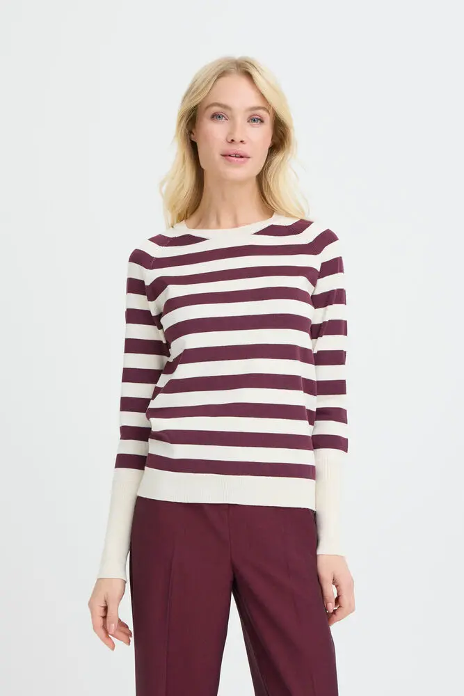BYoung - Pull Righe Panna e Bordeaux