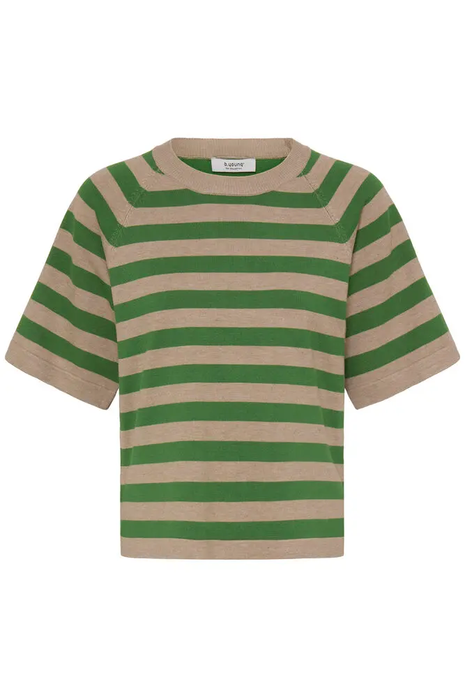 BYoung - Tshirt Filato righe Verde e Sabbia