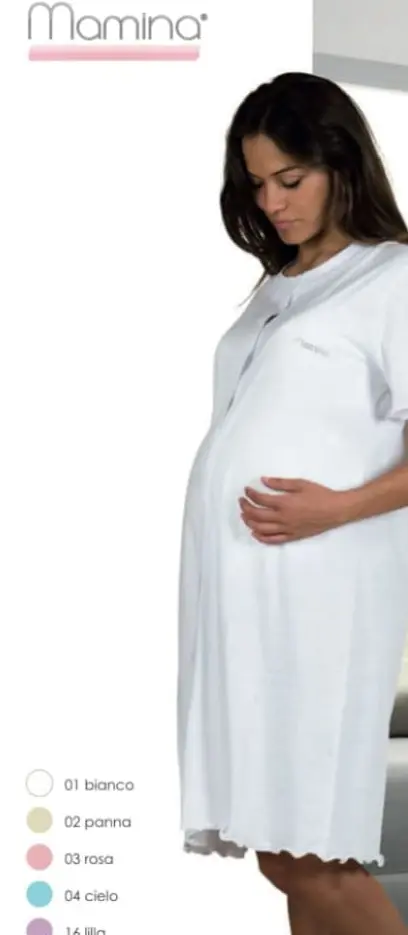 Camicia clinica-parto jersey mezza manica aperta