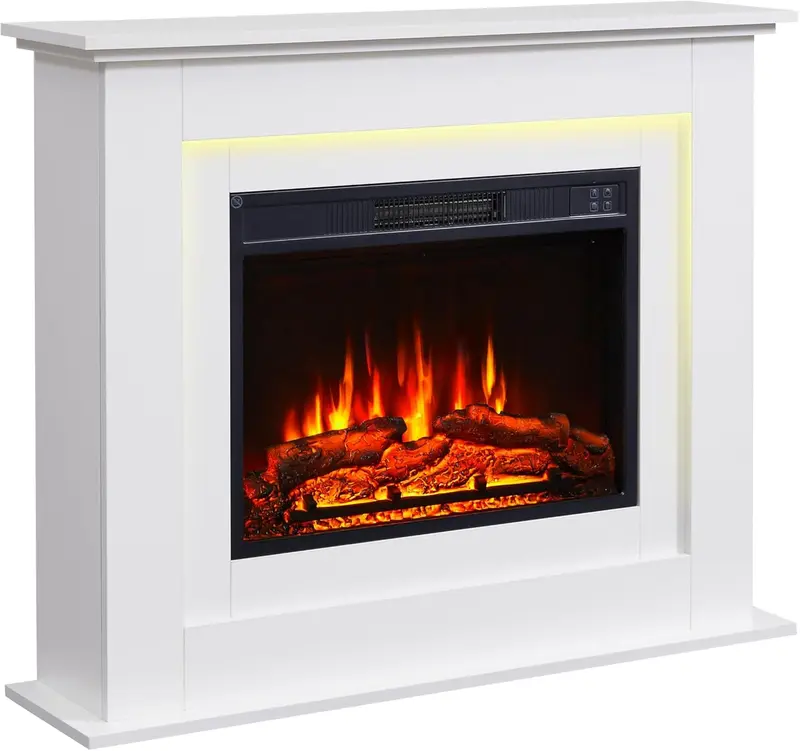 Camino elettrico BALDERIA Finn 2000W - effetto fiamma 3D con telecomando e termostato - colorazioni Bianco e Rovere