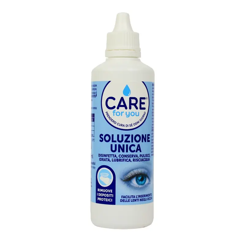 CARE FOR YOU SOLUZIONE UNICA DISINFETTA, CONSERVA, PULISCE, IDRATA, LUBRIFICA, RISCIACQUA LE LENTI A CONTATTO 100 ML