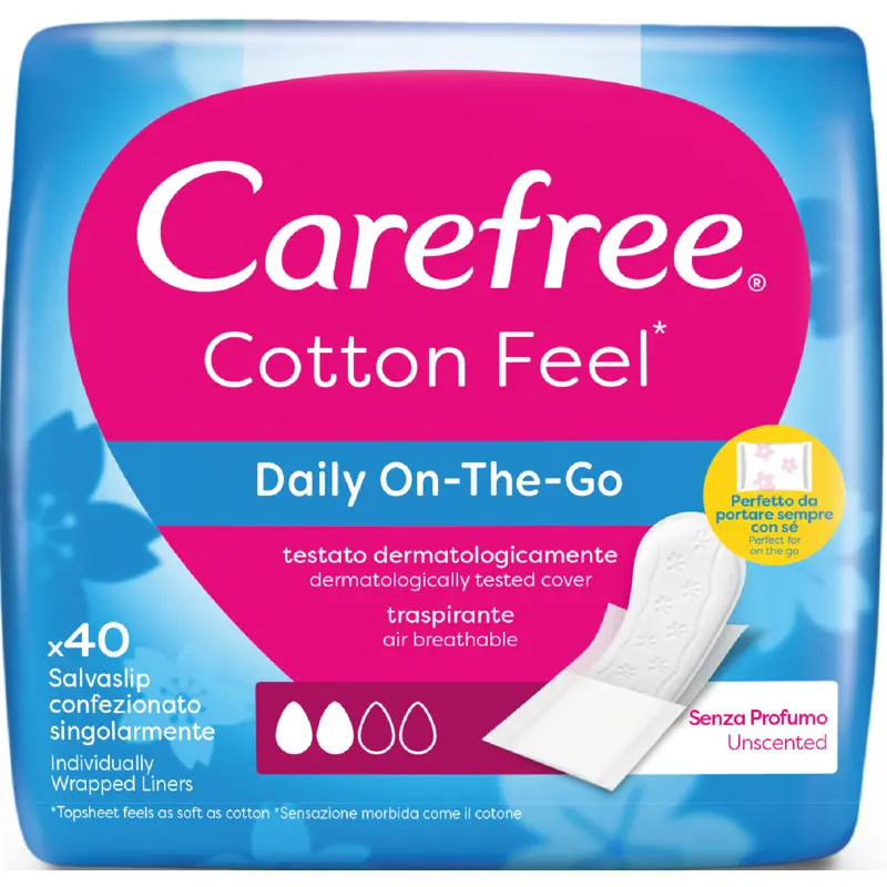 CAREFREE COTTON FEEL SALVASLIP PIEGATO BUSTINA SINGOLA 40 PZ
