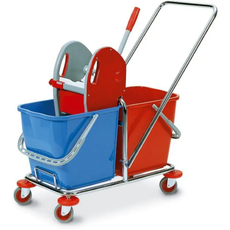 CARRELLO PULIZIE INDUSTRIALE 2 SECCHI 25 LT + STRIZZATORE LA PIACENTINA