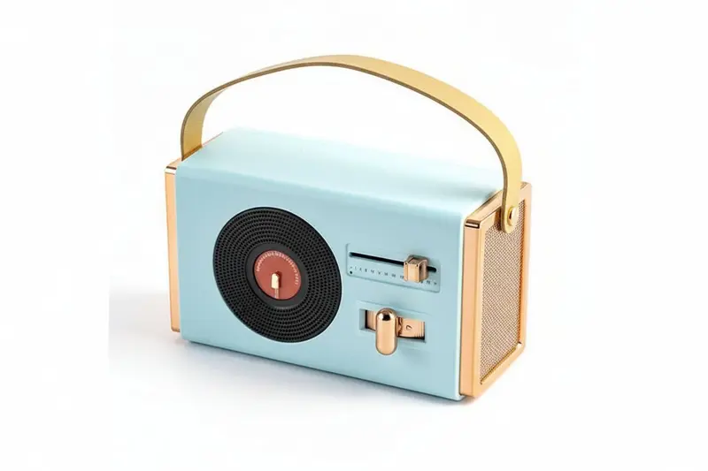 Cassa altoparlante portatile bluetooth a forma di radio, celeste | Rohome