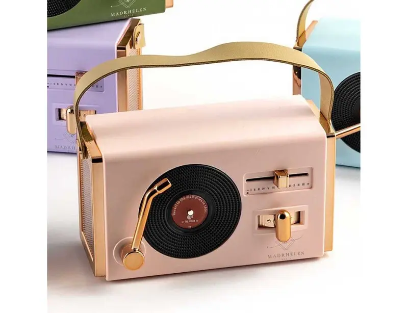 Cassa altoparlante portatile bluetooth a forma di radio, rosa | Rohome