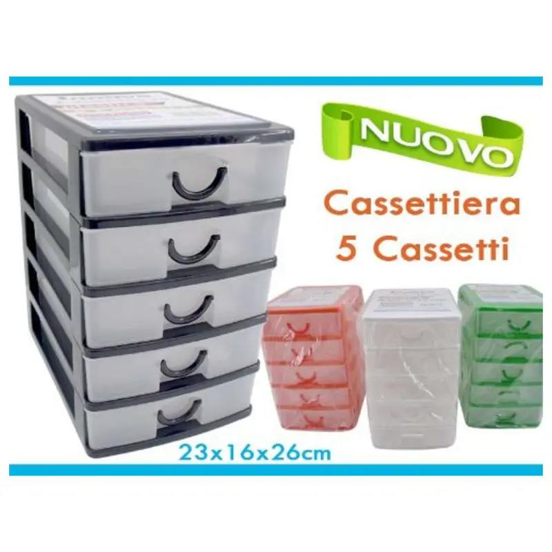 Cassettiera 5 Cassetti Trasparente 097134 - 23X16Xh26 Cm