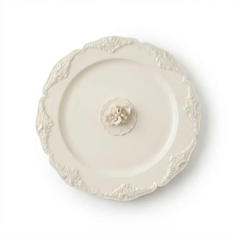 Cattin Piattino Decorativo in Porcellana Avorio Floreale 15,5 cm