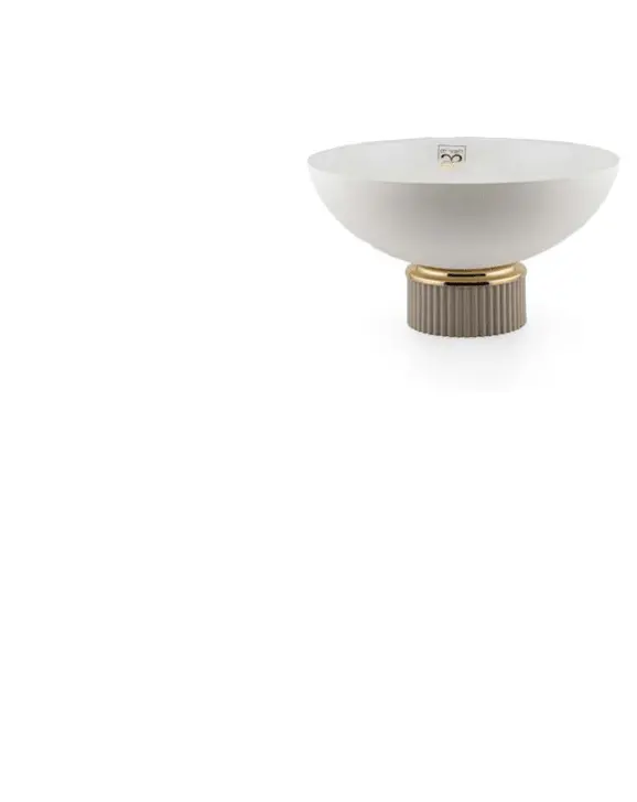 Centrotavola alzata grande bianca in ceramica e vetro | Rohome
