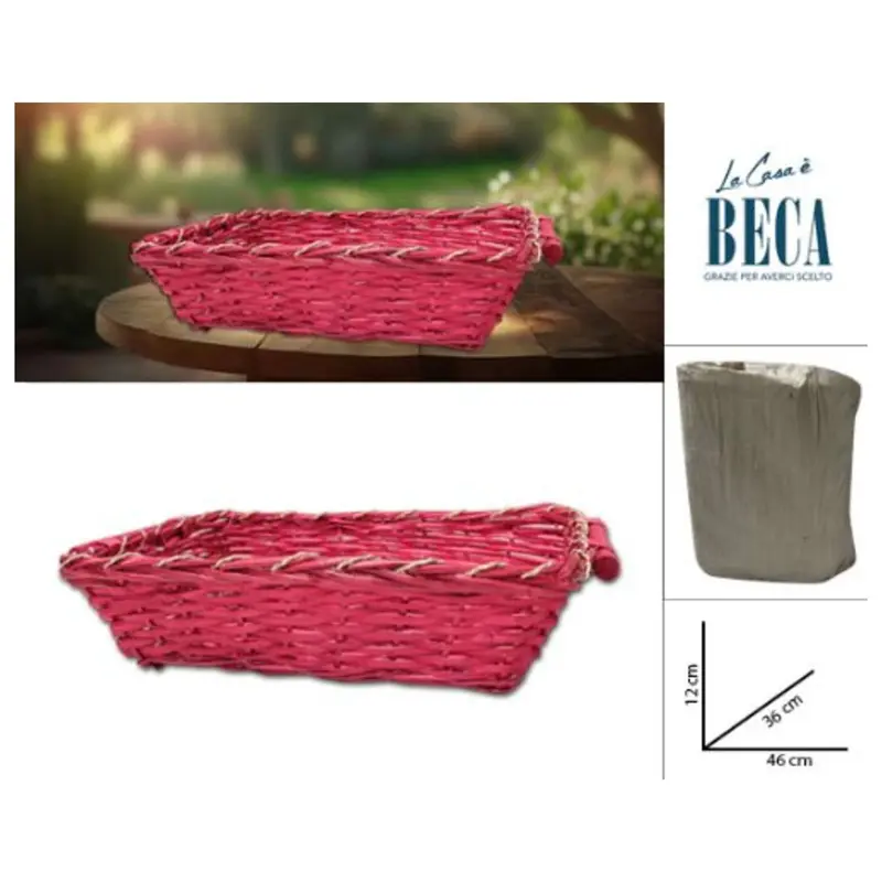 Cesto Rosso Rett. Vimini 46X36X12 Cm