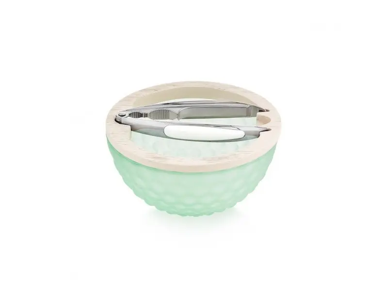 Ciotola in vetro noci con rompinoci rosa verde bubble | Rohome