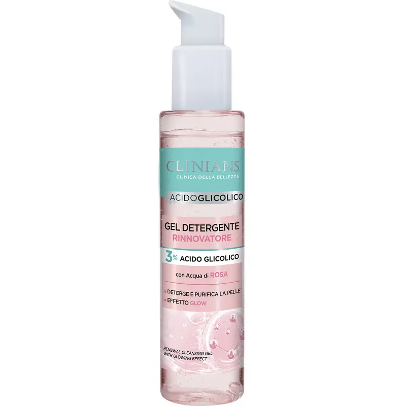 CLINIANS ACIDO GLICOLICO GEL DETERGENTE RINNOVATORE VISO CON ACQUA DI ROSA 150 ML