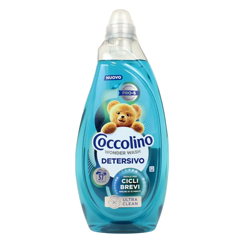 COCCOLINO WONDER WASH DETERSIVO LIQUIDO LAVATRICE CICLI BREVI ULTRA CLEAN 37 LAVAGGI 1480 ML