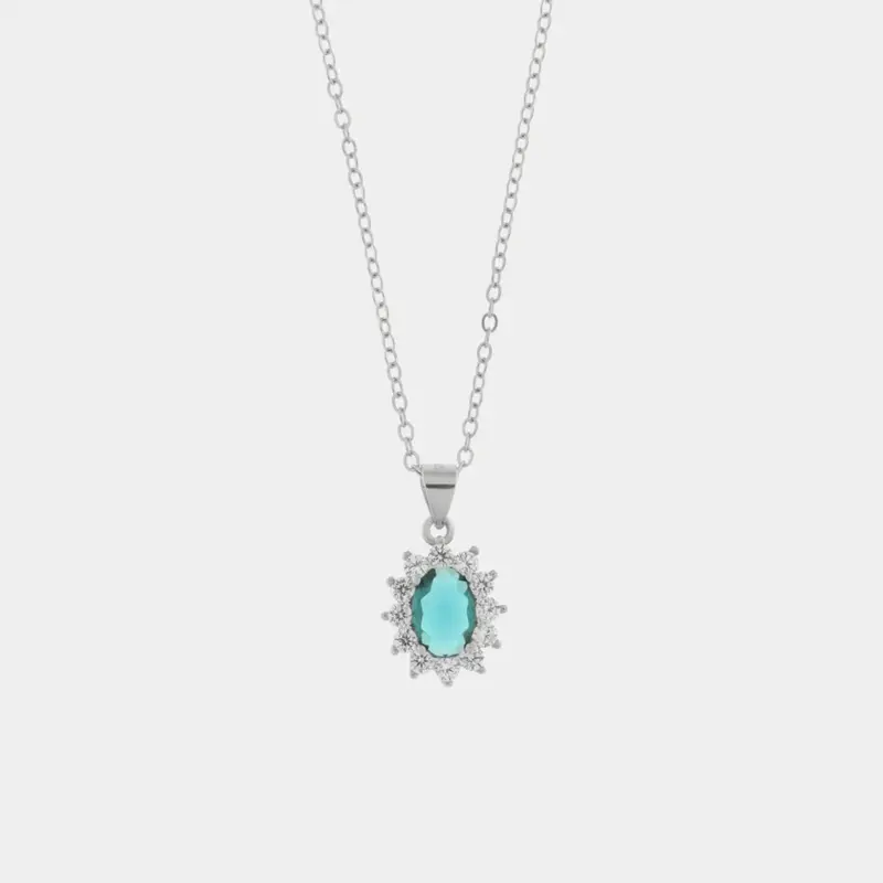 Collana in Argento con zirconi trasparente ed azzurro | Rohome