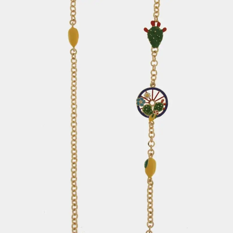 Collana in Metallo con fico d'india, limoni | Rohome