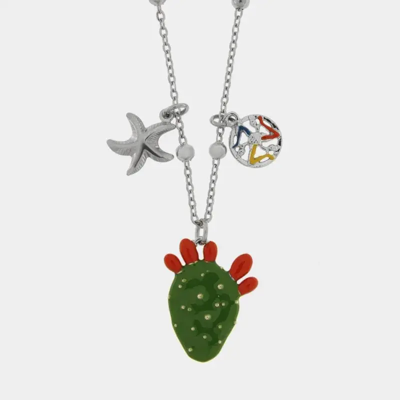 Collana in metallo con pala di ficodindia e charm | Rohome