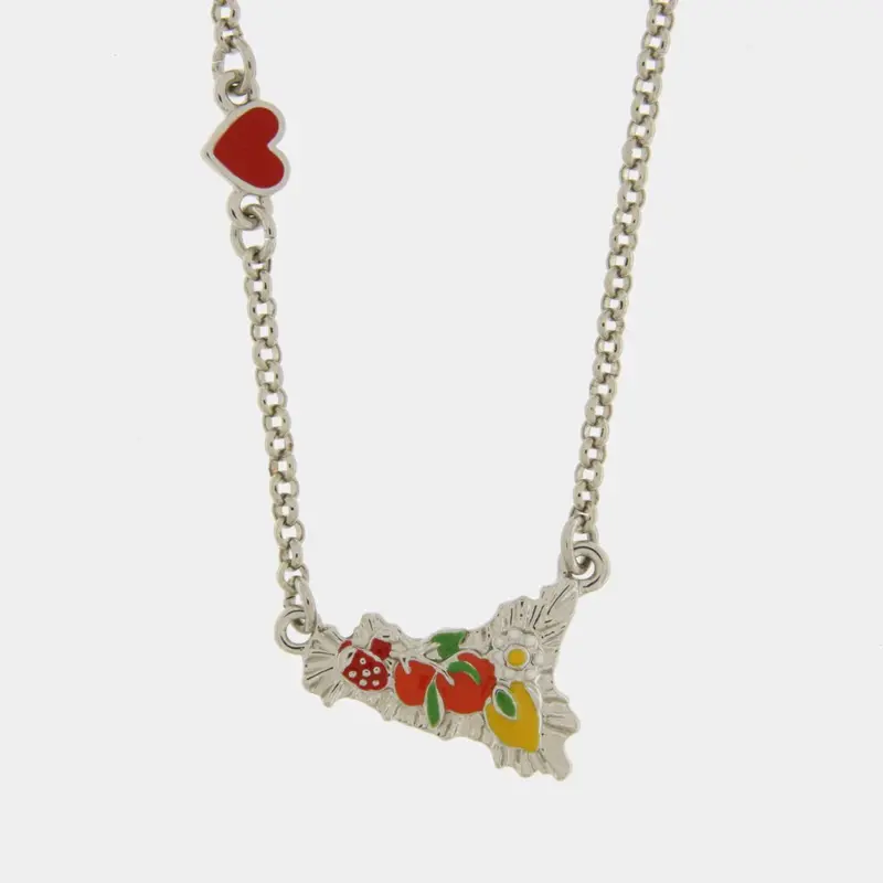 Collana in metallo Sicilia con limone | Rohome
