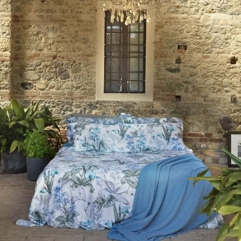 Completo Lenzuola Mirabello Proust's orchid Floreale in Raso di cotone