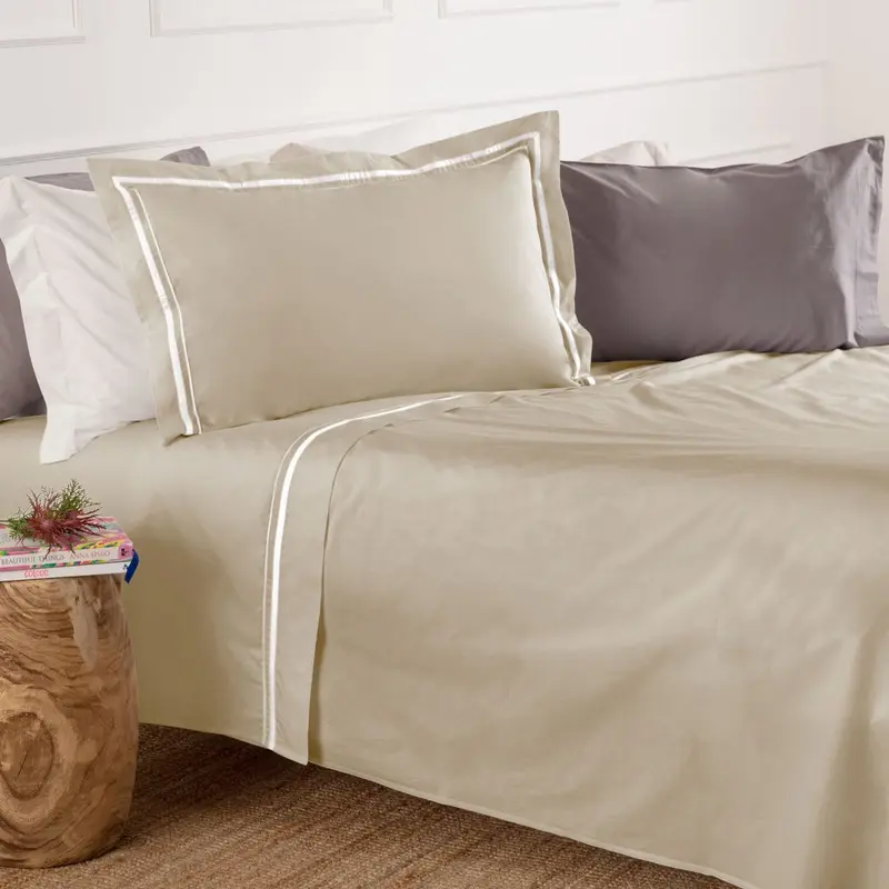 Completo letto in cotone Percalle Mirage tortora | Rohome