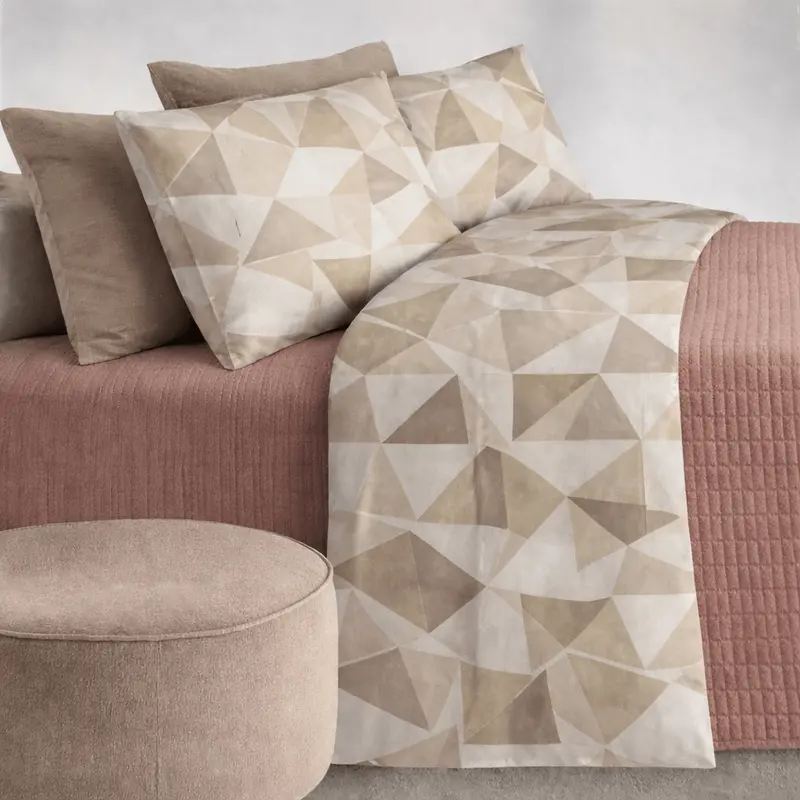 Completo letto in cotone stampato beige melson | Rohome