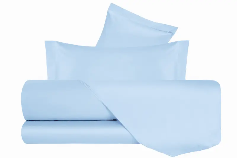 Completo Letto in Raso di puro cotone Azzurro