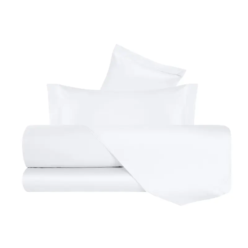 Completo Letto in Raso di puro cotone Bianco