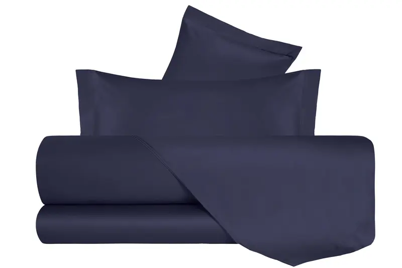Completo Letto in Raso di puro cotone Blu Notte