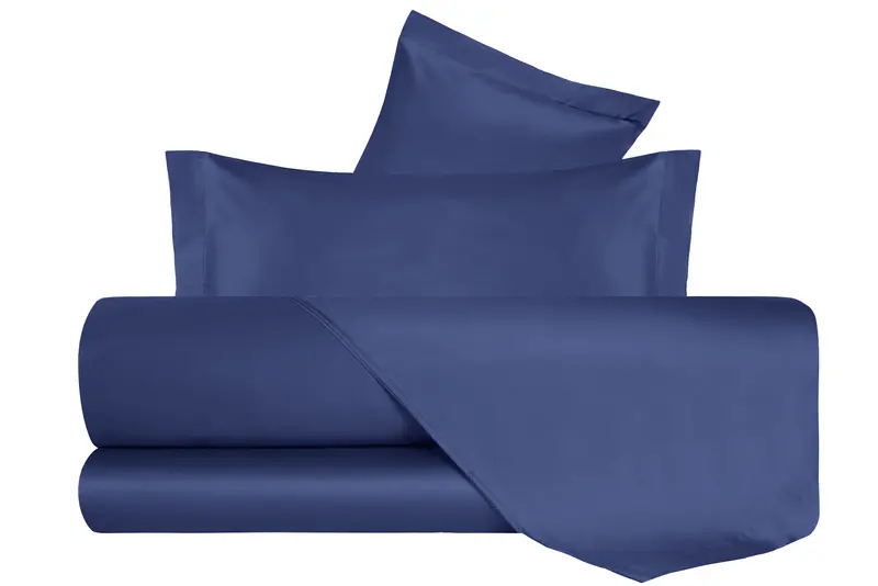 Completo Letto in Raso di puro cotone Blu