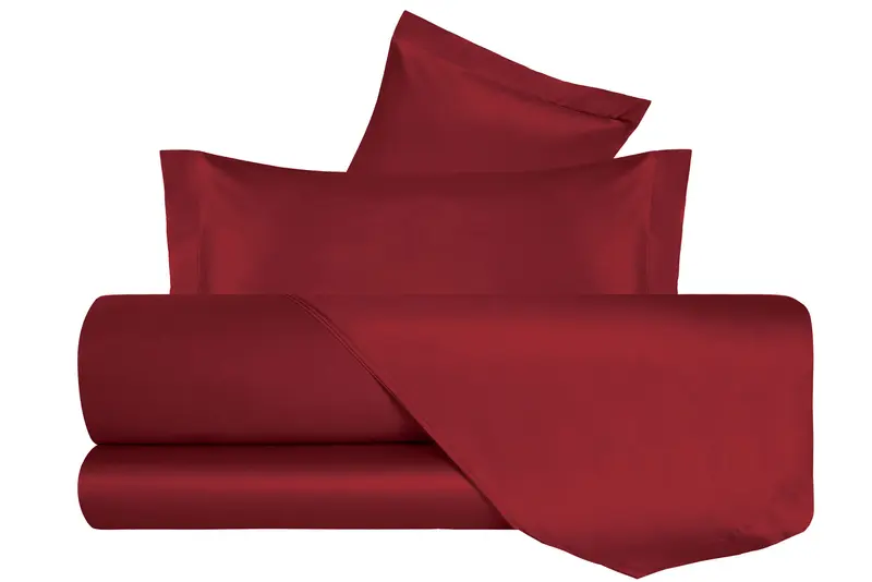 Completo Letto in Raso di puro cotone Bordeaux