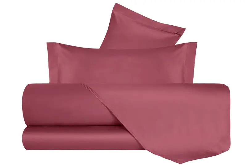 Completo Letto in Raso di puro cotone Lampone