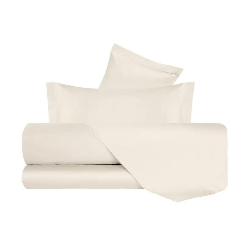 Completo Letto in Raso di puro cotone Panna