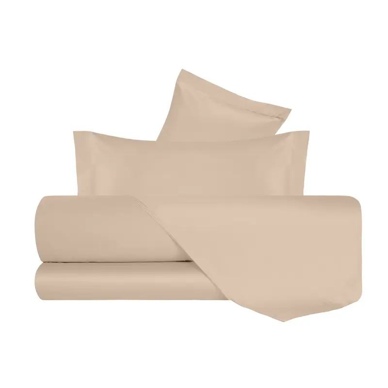Completo Letto in Raso di puro cotone Sabbia
