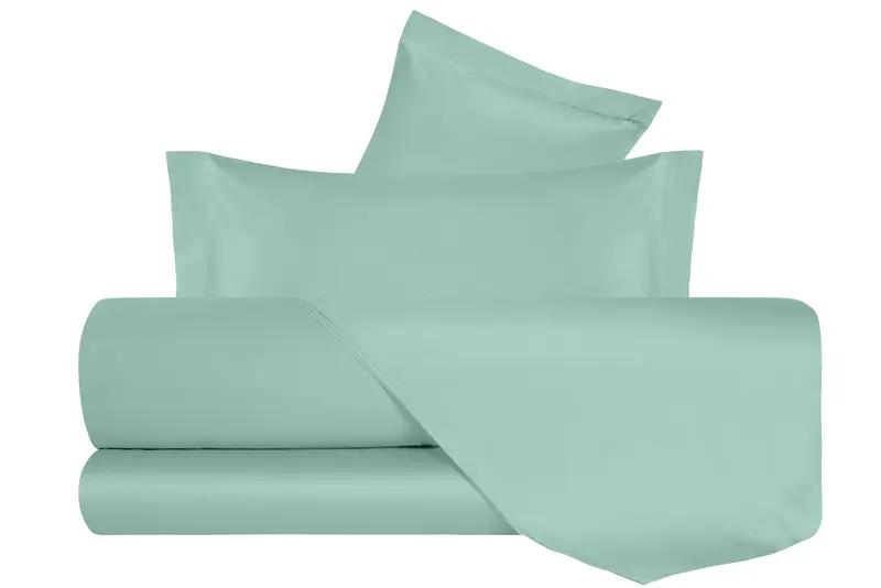 Completo Letto in Raso di puro cotone Verde Acqua