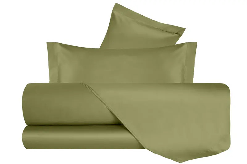 Completo Letto in Raso di puro cotone Verde Oliva