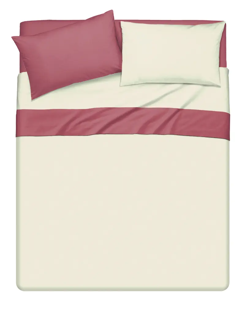 Completo letto lenzuola bicolor in 100% cotone made in Italy NATURALE/MOSTO